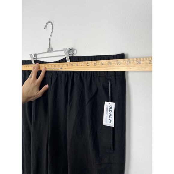 Old Navy High Rise Linen Blend Wide Leg Pants Plus Sz 4X Pull On Black Lagenlook - Picture 5 of 13